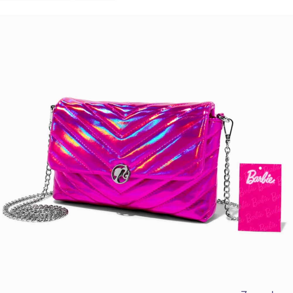 NWT Barbie Pink Holographic Crossbody Bag limited edition Mattel